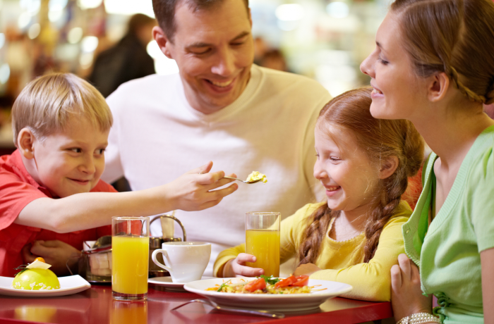 Family eating dinner