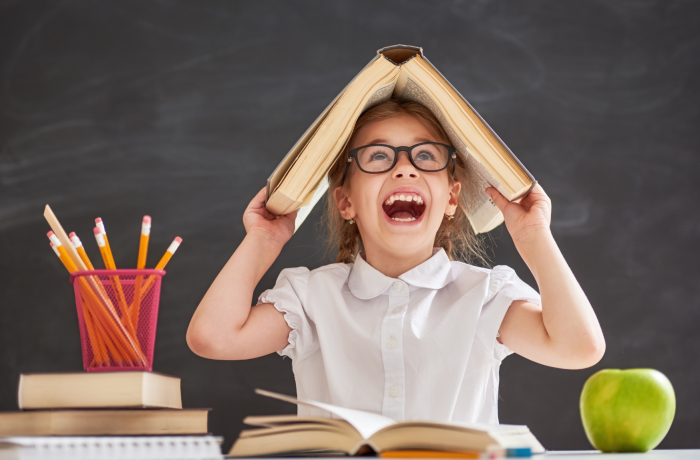 School child reading