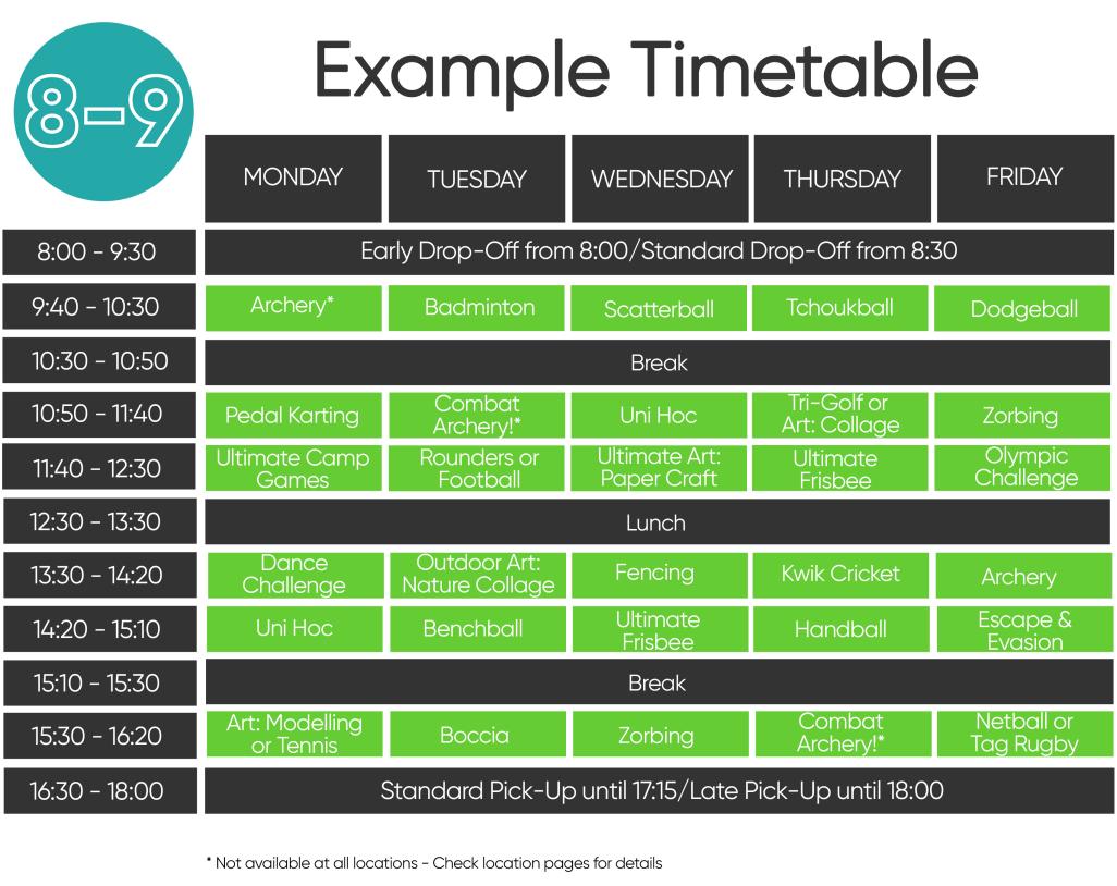 Example timetable