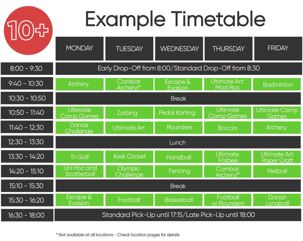 Example timetable