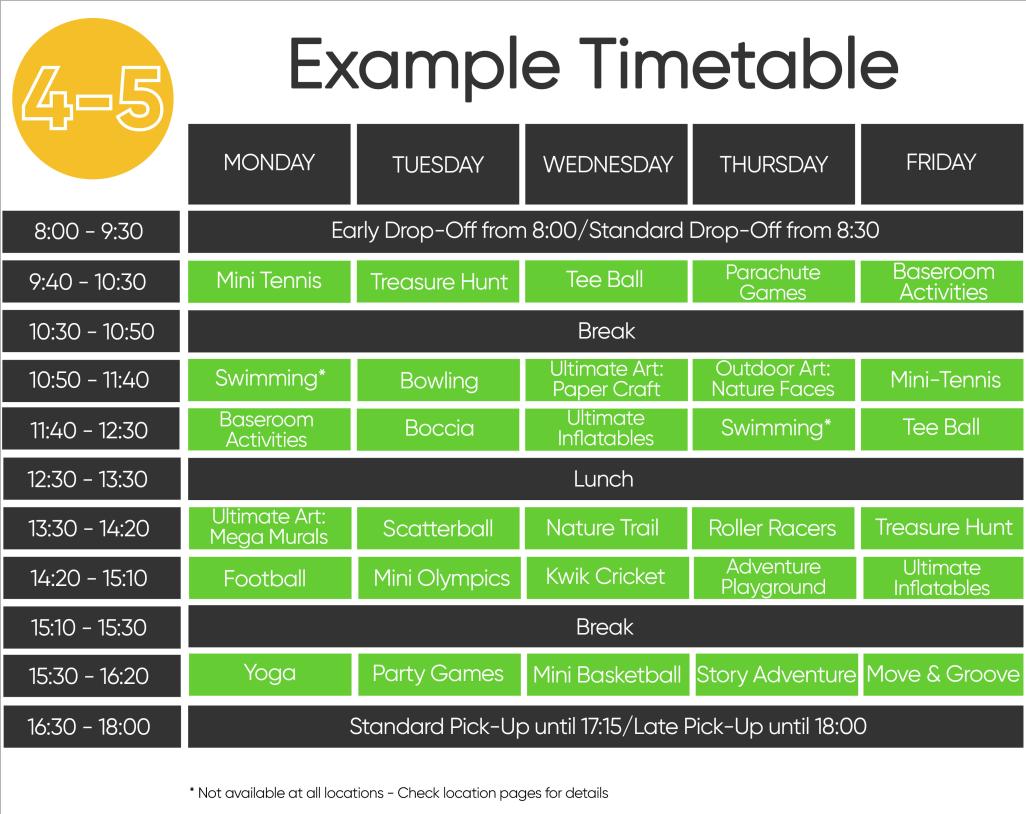 Example timetable