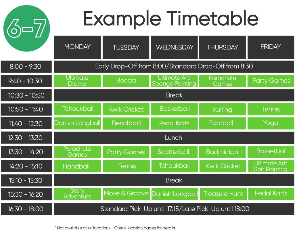 Example timetable