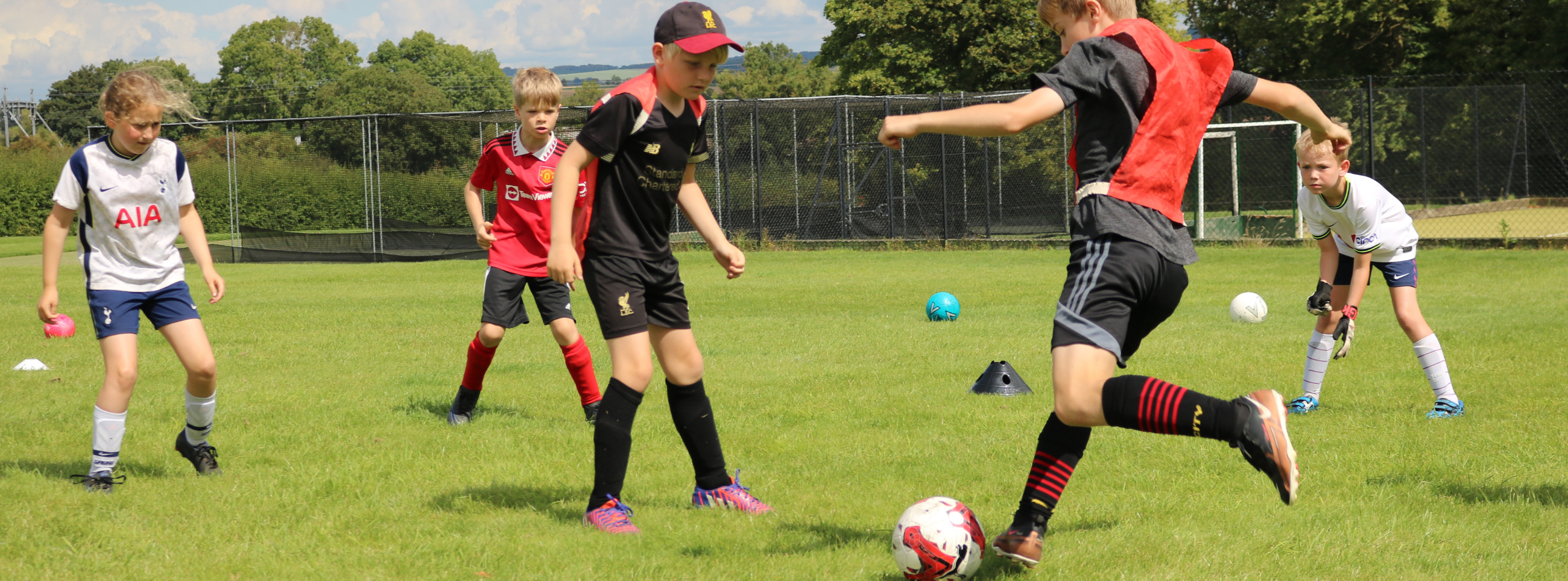 Children at a football camp