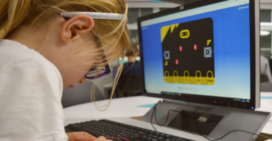 Girl creating an online game