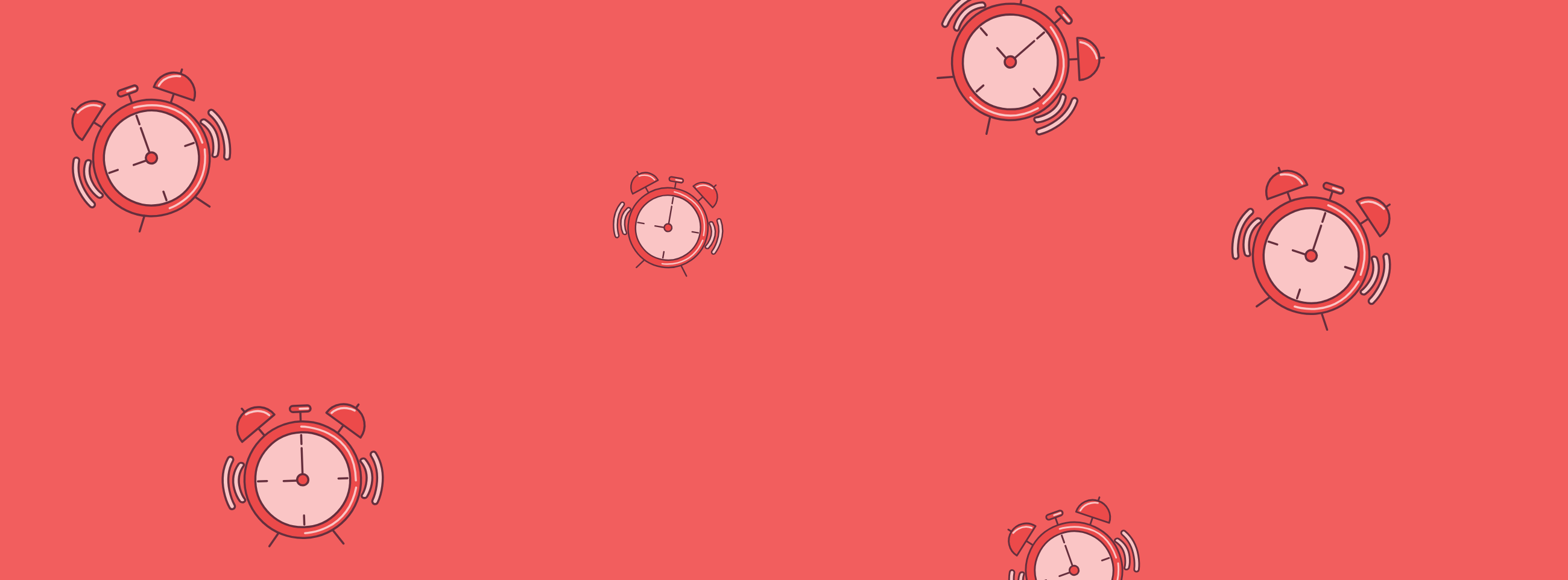 red background with alarm clocks